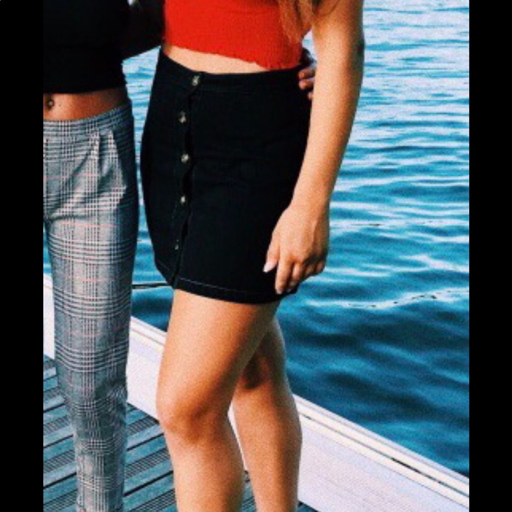 Black Jean Buttom Up Skirt